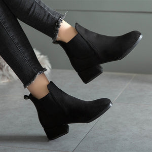 Women Autumn Winter Flock Ankle Boots